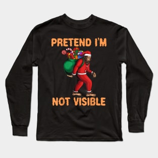 Bigfoot Pretend I'm Not Visible Santa Christmas Long Sleeve T-Shirt